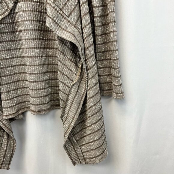 Sweet Pea Womens Cardigan Sweater Brown/White Striped Long Sleeve Waffle Knit L - Picture 8 of 10